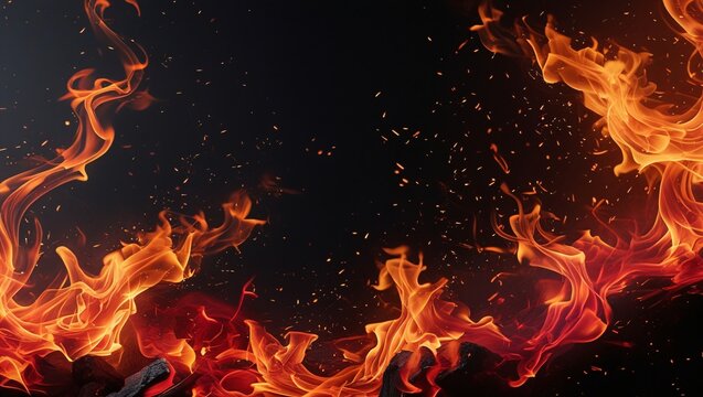 Fiery Inferno Abstract Burning Embers and Flames
