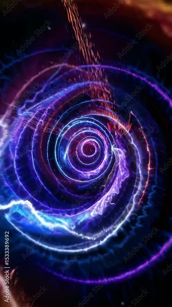 Poster spiral energy waves with vibrant light patterns and dynamic motion