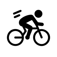Obraz premium A cyclist silhouetted in motion on a bicycle, representing speed and athleticism. The minimalist design conveys the essence of cycling with clear lines and a dynamic pose.