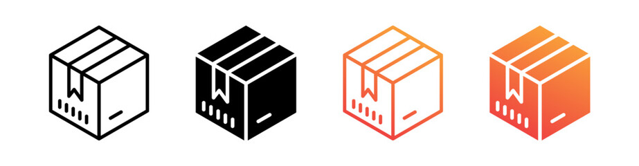 Box Multiple Style Icon Set Vector 