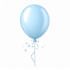 Single Light Blue Balloon on White Background