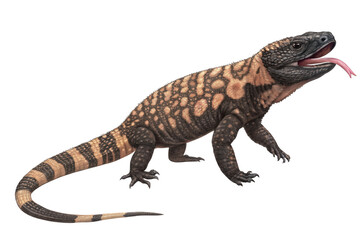 Fototapeta premium A gila monster with its tongue out against a transparent background