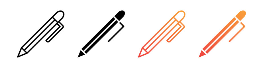 Pen Multiple Style Icon Set Vector 