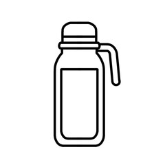 Sketch of a thermos filled with coffee, for icon and logo and sticker design