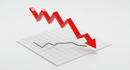 Red downward trending graph on a grid