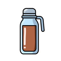 Vector image of a thermos filled with coffee, for icon or logo and sticker design