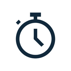 Stopwatch or timer icon, black and white.