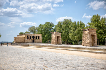 Madrid, Spain - June 2, 2025: Temple of Debod in Madrid in Spain in the Parque de la Montana
