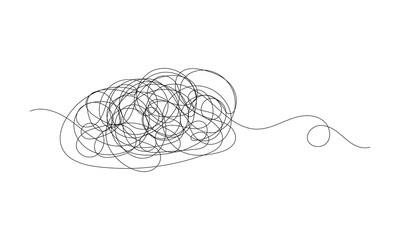Tangled black thread on white background . Vector Illustration&nbsp;.&nbsp;EPS&nbsp;10&nbsp; .