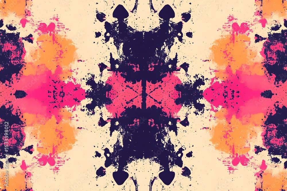 Aufkleber symmetrical abstract design featuring vivid colorful ink blots and textures in an artistic and moder
