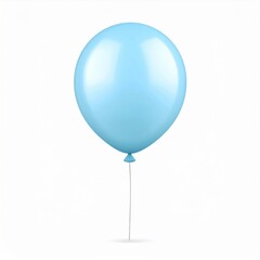 Single Light Blue Balloon on White Background