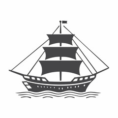 Vector Icon Skeleton Ship Frame - Nautical Illustration