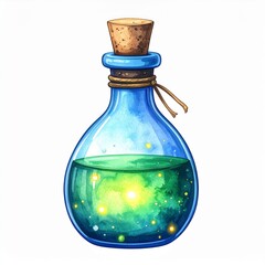 Enchanted Glass Bottle with Glowing Green Liquid