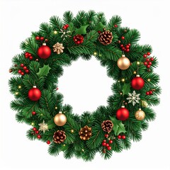 Christmas Wreath with Red and Gold Ornaments
