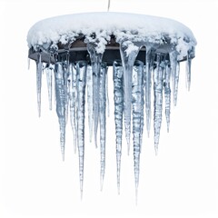 Icy Icicles Hanging from a Snow Covered Circle