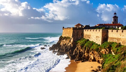 Coastal fortress with lighthouse