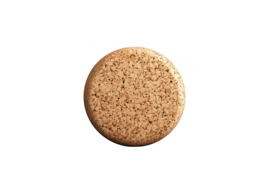 Wine cork isolated close up macro shot on white background on transparent background
