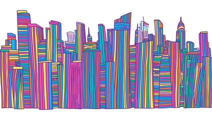 Modern Pop Art Style City Skyline