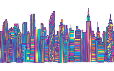 Modern Pop Art Style City Skyline