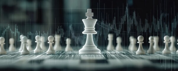 A strategic chess game featuring a solitary king among various pawns.
