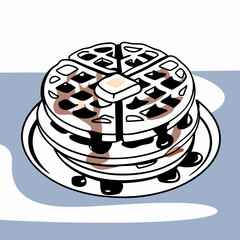 Delicious Stack of Waffles with Syrup and Butter