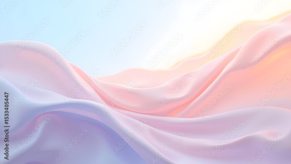 Poster gentle waves of pastel fabric creating a soft and serene abstract