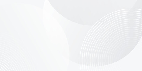 White geometric abstract background overlap layer on bright space with lines effect decoration. Modern graphic design element circles style concept for banner.