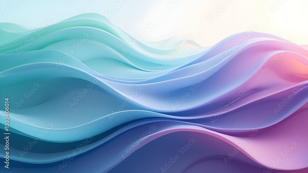 Fototapete abstract multi colored wave pattern with smooth curves and soft gradients