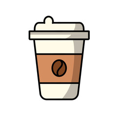 Vector image of a cup of coffee, for icon or logo and sticker design