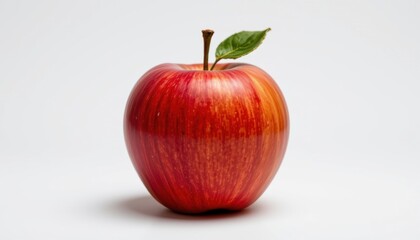 a highly detailed, hyper realistic fresh apple, isolated at the center of the frame on pure white background, floating display, no shadows, bright professional studio lighting, high key lighting