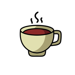 Vector image of a black cup of coffee, for icon or logo and sticker design