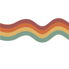 Abstract rainbow groovy Wavy Lines in Retro style. Vector illustration 