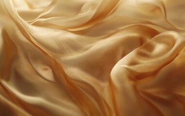 Obraz premium A shiny golden background with a flowing fabric effect, perfect for creating luxurious and elegant visuals.