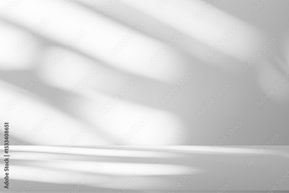 Poster Wall interior background, studio and backdrops show products.with shadow from window color white and grey. background for text insertion and presentation product	
