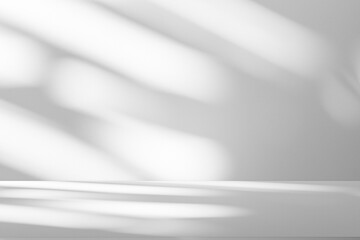 Wall interior background, studio and backdrops show products.with shadow from window color white and grey. background for text insertion and presentation product	
