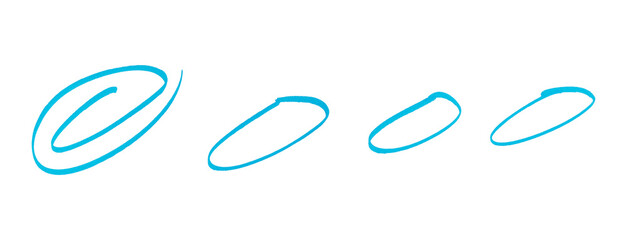 hand-drawn marks or border, red circle set, highlight circle.Set of doodle ellipses. Scribble ovals, marker round elements isolated on transparent background.