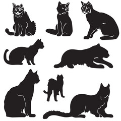 bobcat silhouette set, Black & White silhouette set