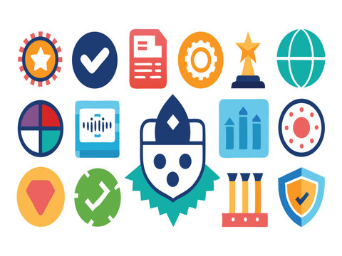 Collection of colorful flat design icons isolated on white background
