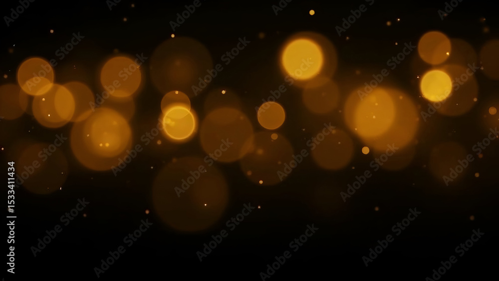 Aufkleber abstract golden lights floating on a black background creating bokeh