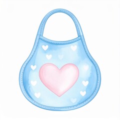 Watercolor Baby Bib with Pink Heart Design