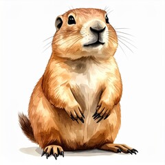 Alert Prairie Dog Watercolor Portrait