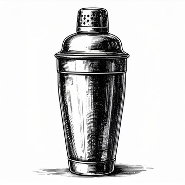 Naklejki Black And White Cocktail Shaker Illustration