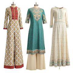 Elegant Indian-Inspired Women's Fashion: Three Stunning Designs