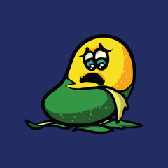 Peeled mango character cartoon vector illustration