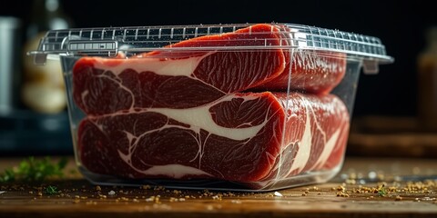 Elegant Red Beef Cuts - Airtight Container Detail