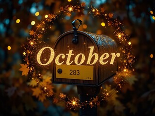 Fall Mailbox Decorated with Gold Name Tag