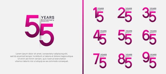 set of anniversary logo style. vector design purple color for celebration