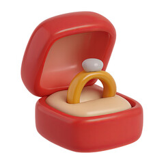 engagement ring box 3d render icon isolated on transparent background cutout