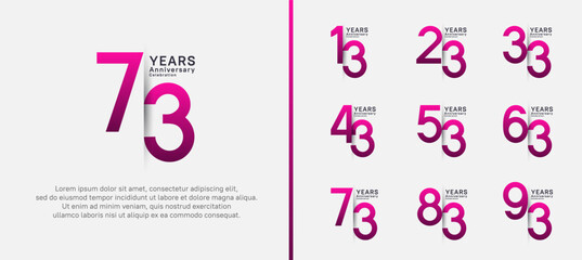 set of anniversary logo style. vector design purple color for celebration