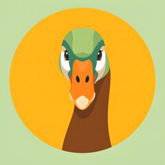 Goose head vector illustration, hyperstylized organic shapes mimicking plant cells.